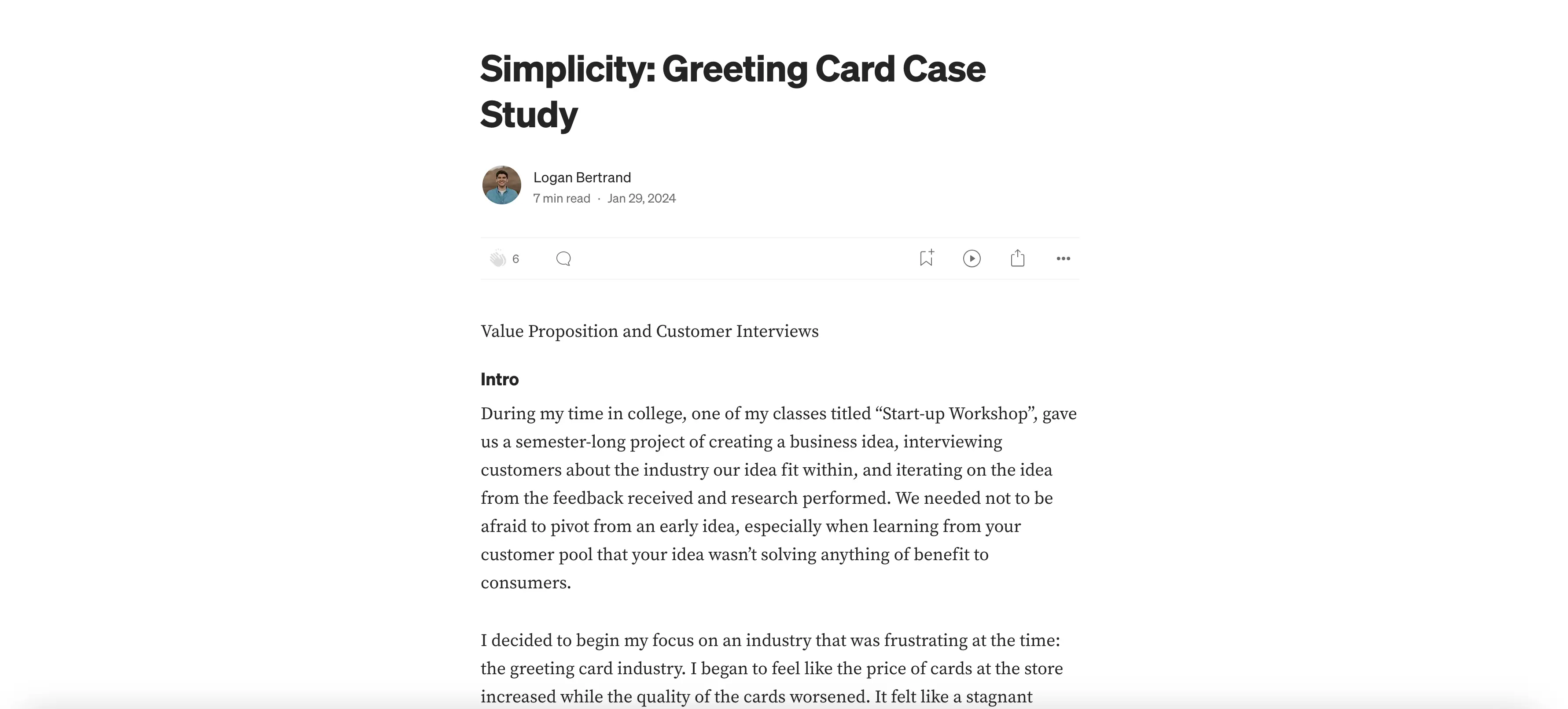 greeting card article screenshot