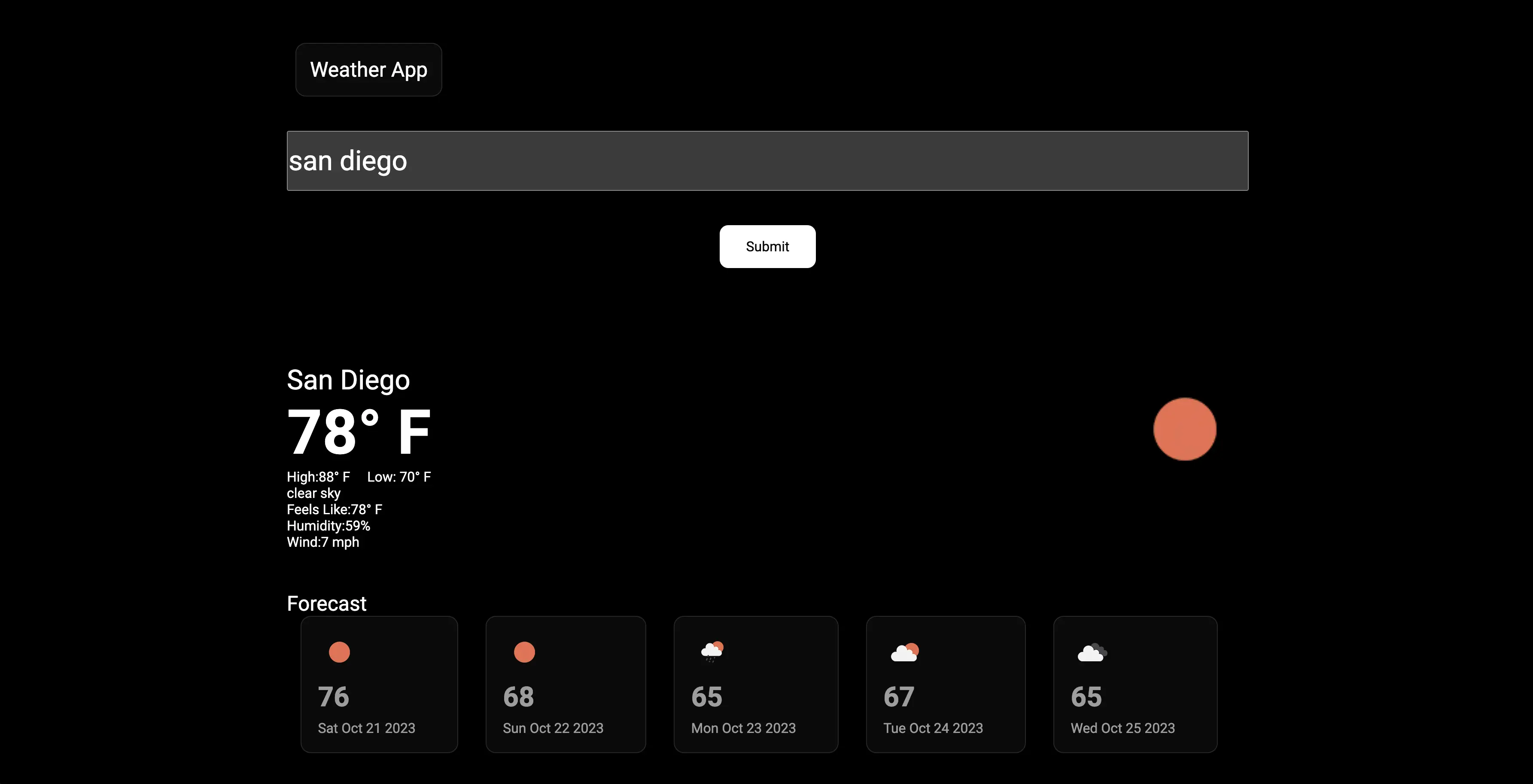 Weather app website